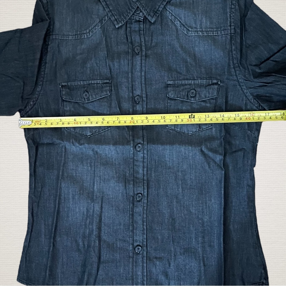 Black Label Denim Button Up Long Sleeve Shirt Black Womens Small S NWT - Picture 4 of 5